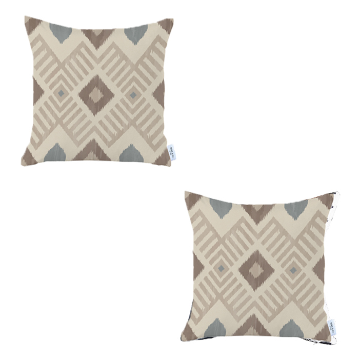 Ikat Lumbar 12"x 20" & Square 18"x 18" Boho Throw Pillow Covers Sets