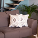 Tortilla Brown, Beige - 18x18 2-piece Ikat Lumbar 12"x 20" & Square 18"x 18" Boho Throw Pillow Covers Sets