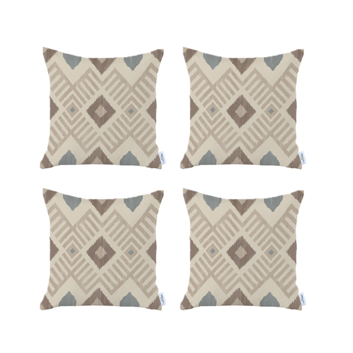 Ikat Lumbar 12"x 20" & Square 18"x 18" Boho Throw Pillow Covers Sets