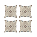 Tortilla Brown, Beige - 18x18 4-piece Ikat Lumbar 12"x 20" & Square 18"x 18" Boho Throw Pillow Covers Sets