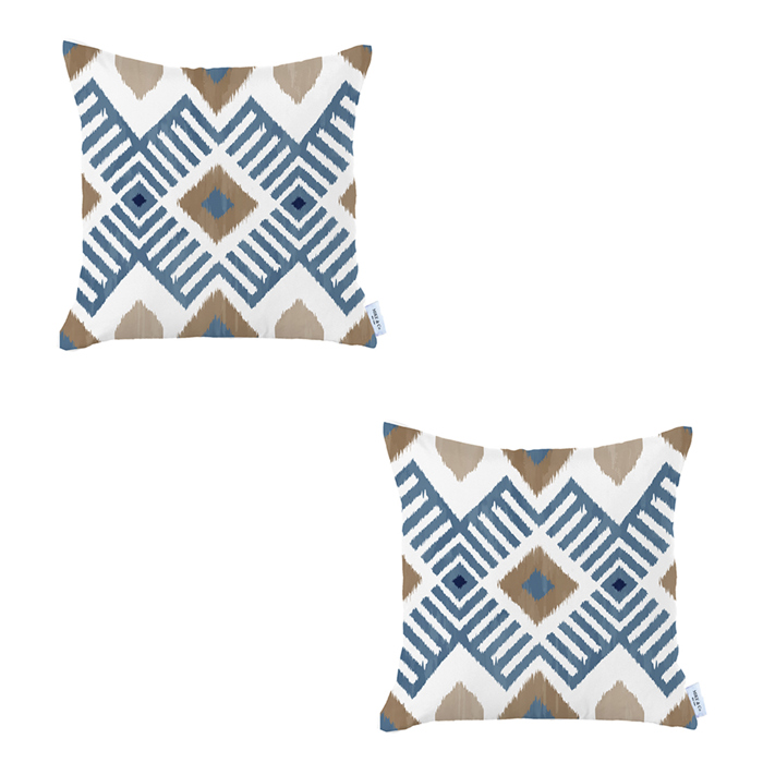 Ikat Lumbar 12"x 20" & Square 18"x 18" Boho Throw Pillow Covers Sets