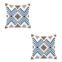 Blue - 18x18 2-piece Ikat Lumbar 12"x 20" & Square 18"x 18" Boho Throw Pillow Covers Sets