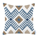 Blue - 18x18 2-piece Ikat Lumbar 12"x 20" & Square 18"x 18" Boho Throw Pillow Covers Sets
