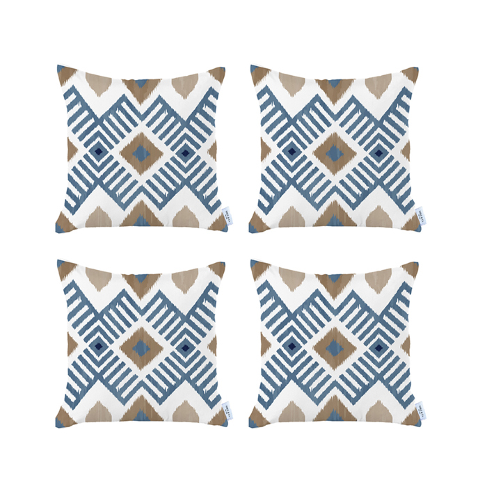 Ikat Lumbar 12"x 20" & Square 18"x 18" Boho Throw Pillow Covers Sets