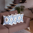 Blue - 18x18 4-piece Ikat Lumbar 12"x 20" & Square 18"x 18" Boho Throw Pillow Covers Sets