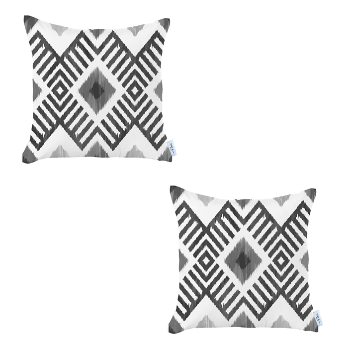 Ikat Lumbar 12"x 20" & Square 18"x 18" Boho Throw Pillow Covers Sets