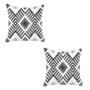 Gray - 18x18 2-piece Ikat Lumbar 12"x 20" & Square 18"x 18" Boho Throw Pillow Covers Sets