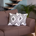 Gray - 18x18 2-piece Ikat Lumbar 12"x 20" & Square 18"x 18" Boho Throw Pillow Covers Sets