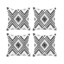 Gray - 18x18 4-piece Ikat Lumbar 12"x 20" & Square 18"x 18" Boho Throw Pillow Covers Sets