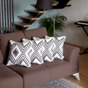 Gray - 18x18 4-piece Ikat Lumbar 12"x 20" & Square 18"x 18" Boho Throw Pillow Covers Sets