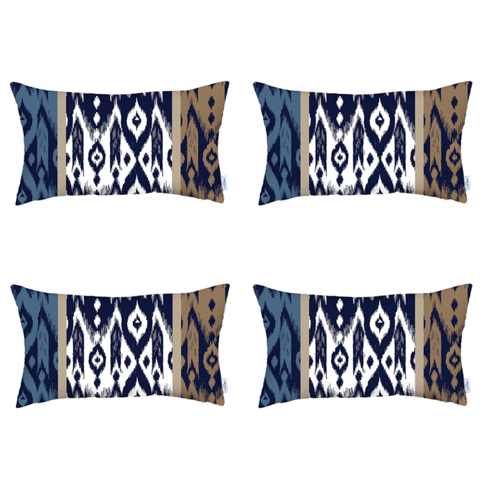 Ikat Lumbar 12"x 20" & Square 18"x 18" Boho Throw Pillow Covers Sets