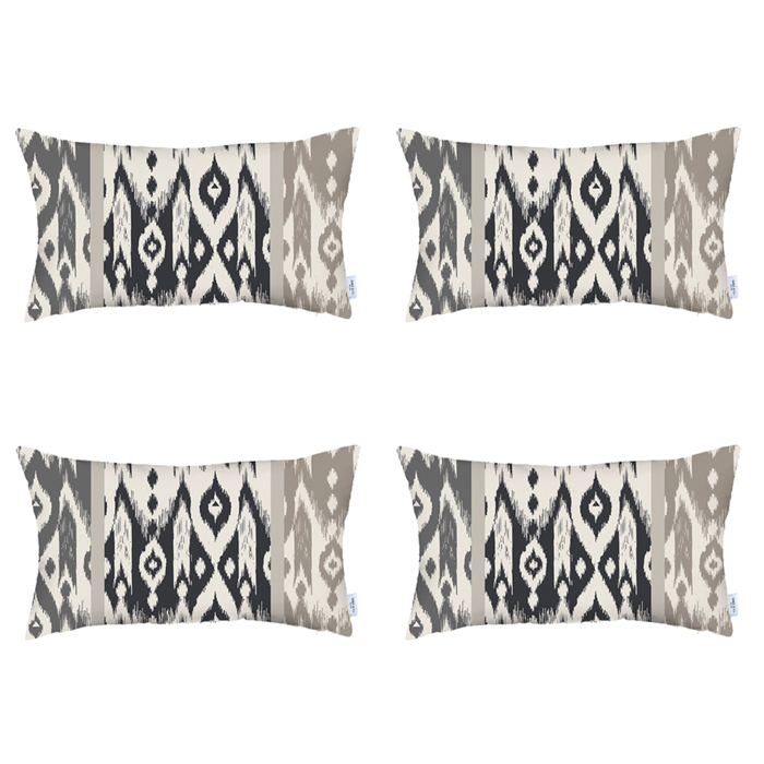 Ikat Lumbar 12"x 20" & Square 18"x 18" Boho Throw Pillow Covers Sets