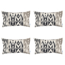 Beige - 12x20 4-piece Ikat Lumbar 12"x 20" & Square 18"x 18" Boho Throw Pillow Covers Sets