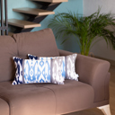 Blue; Navy Blue - 12x20 2-piece Ikat Lumbar 12"x 20" & Square 18"x 18" Boho Throw Pillow Covers Sets