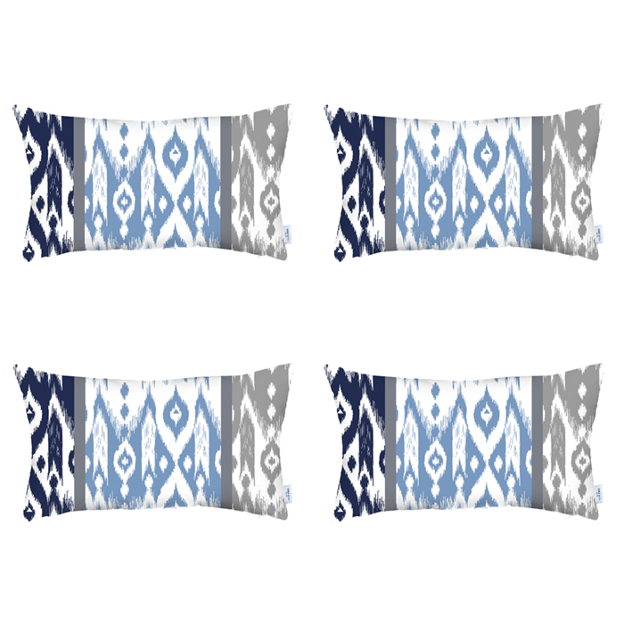 Ikat Lumbar 12"x 20" & Square 18"x 18" Boho Throw Pillow Covers Sets