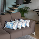 Blue; Navy Blue - 12x20 4-piece Ikat Lumbar 12"x 20" & Square 18"x 18" Boho Throw Pillow Covers Sets