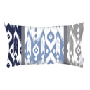 Blue; Navy Blue - 12x20 4-piece Ikat Lumbar 12"x 20" & Square 18"x 18" Boho Throw Pillow Covers Sets