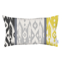 Gray; Yellow - 12x20 4-piece Ikat Lumbar 12"x 20" & Square 18"x 18" Boho Throw Pillow Covers Sets