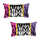 Purple - 12x20 2-piece Ikat Lumbar 12"x 20" & Square 18"x 18" Boho Throw Pillow Covers Sets