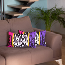 Purple - 12x20 2-piece Ikat Lumbar 12"x 20" & Square 18"x 18" Boho Throw Pillow Covers Sets