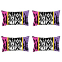 Purple - 12x20 4-piece Ikat Lumbar 12"x 20" & Square 18"x 18" Boho Throw Pillow Covers Sets