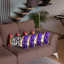 Purple - 12x20 4-piece Ikat Lumbar 12"x 20" & Square 18"x 18" Boho Throw Pillow Covers Sets