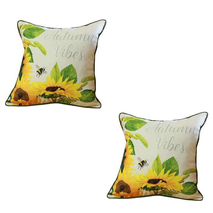 Decorative Fall Thanksgiving Throw Pillow Cover Sunflowers 18" x 18" Lumbar & Square for Couch, Bedding
