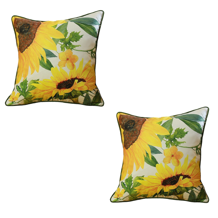 Decorative Fall Thanksgiving Throw Pillow Cover Sunflowers 18" x 18" Lumbar & Square for Couch, Bedding
