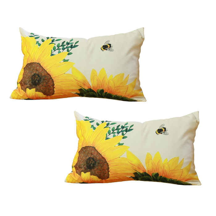 Decorative Fall Thanksgiving Throw Pillow Cover Sunflowers 18" x 18" Lumbar & Square for Couch, Bedding