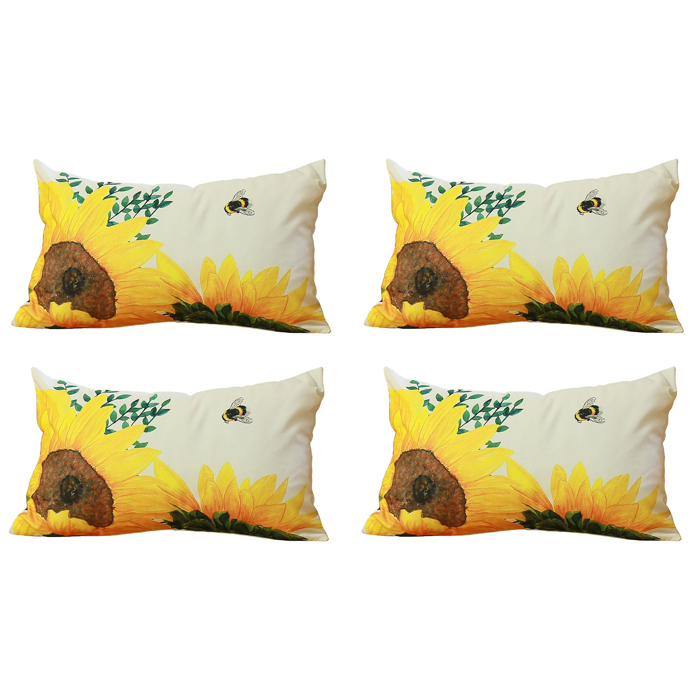 Decorative Fall Thanksgiving Throw Pillow Cover Sunflowers 18" x 18" Lumbar & Square for Couch, Bedding