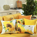 Design 4 - 12x20 4-piece Decorative Fall Thanksgiving Throw Pillow Cover Sunflowers 18" x 18" Lumbar & Square for Couch, Bedding