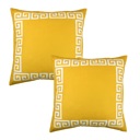Yellow, White - 18x18 2-piece Decorative Throw Pillow Cover Greek Key Square & Lumbar for Couch, Bedding