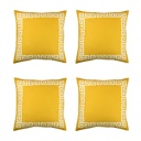 Yellow, White - 18x18 4-piece Decorative Throw Pillow Cover Greek Key Square & Lumbar for Couch, Bedding