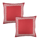 Red, White - 18x18 2-piece Decorative Throw Pillow Cover Greek Key Square & Lumbar for Couch, Bedding