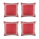 Red, White - 18x18 4-piece Decorative Throw Pillow Cover Greek Key Square & Lumbar for Couch, Bedding