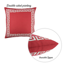 Red, White - 18x18 4-piece Decorative Throw Pillow Cover Greek Key Square & Lumbar for Couch, Bedding