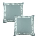 Gray, White - 20x20 2-piece Decorative Throw Pillow Cover Greek Key Square & Lumbar for Couch, Bedding