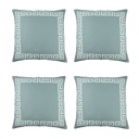 Gray, White - 20x20 4-piece Decorative Throw Pillow Cover Greek Key Square & Lumbar for Couch, Bedding