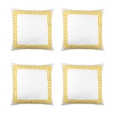 White, Yellow - 18x18 4-piece Decorative Throw Pillow Cover Greek Key Square & Lumbar for Couch, Bedding