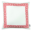 White, Red - 18x18 Single Decorative Throw Pillow Cover Greek Key Square & Lumbar for Couch, Bedding