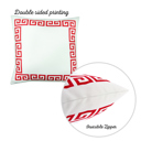 White, Red - 18x18 2-piece Decorative Throw Pillow Cover Greek Key Square & Lumbar for Couch, Bedding