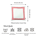 White, Red - 18x18 2-piece Decorative Throw Pillow Cover Greek Key Square & Lumbar for Couch, Bedding