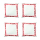 White, Red - 18x18 4-piece Decorative Throw Pillow Cover Greek Key Square & Lumbar for Couch, Bedding