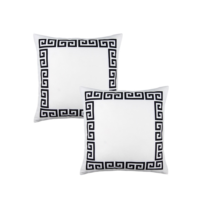Decorative Throw Pillow Cover Greek Key Square & Lumbar for Couch, Bedding