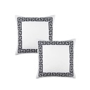 White, Black - 18x18 2-piece Decorative Throw Pillow Cover Greek Key Square & Lumbar for Couch, Bedding