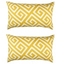 Yellow - 12x20 2-piece Decorative Throw Pillow Cover Greek Key Square & Lumbar for Couch, Bedding