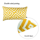 Yellow - 12x20 2-piece Decorative Throw Pillow Cover Greek Key Square & Lumbar for Couch, Bedding