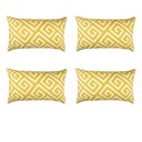 Yellow - 12x20 4-piece Decorative Throw Pillow Cover Greek Key Square & Lumbar for Couch, Bedding