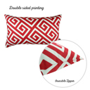 Red -12x20 2-piece Decorative Throw Pillow Cover Greek Key Square & Lumbar for Couch, Bedding