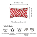 Red -12x20 2-piece Decorative Throw Pillow Cover Greek Key Square & Lumbar for Couch, Bedding